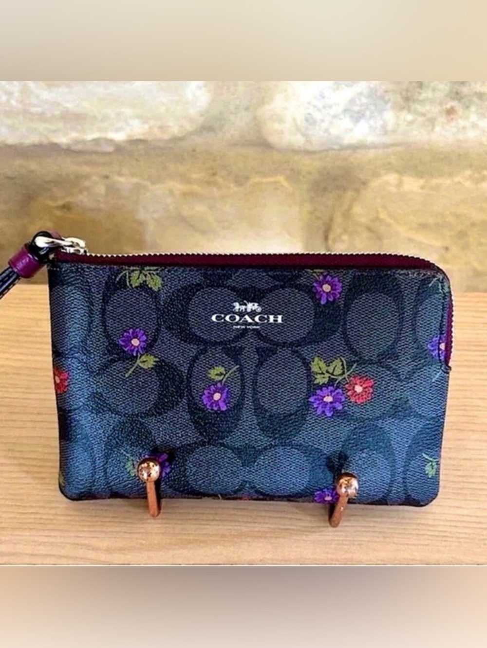 COACH Corner Zip Wristlet Wallet Limited Edition Country Floral Print CM867 NWT
